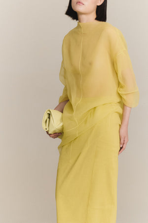 Elke, lime oversized silk chiffon top