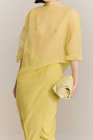 Delhi S, pale canary leather clutch