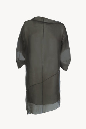 Elke, charcoal grey oversized silk chiffon top