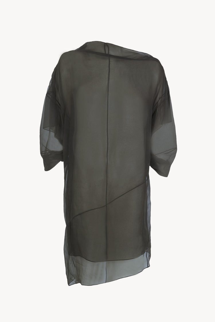 Elke, charcoal grey oversized silk chiffon top