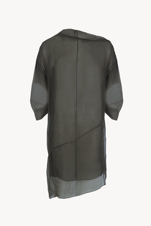 Elke, charcoal grey oversized silk chiffon top