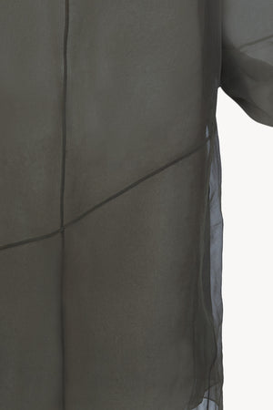 Elke, charcoal grey oversized silk chiffon top