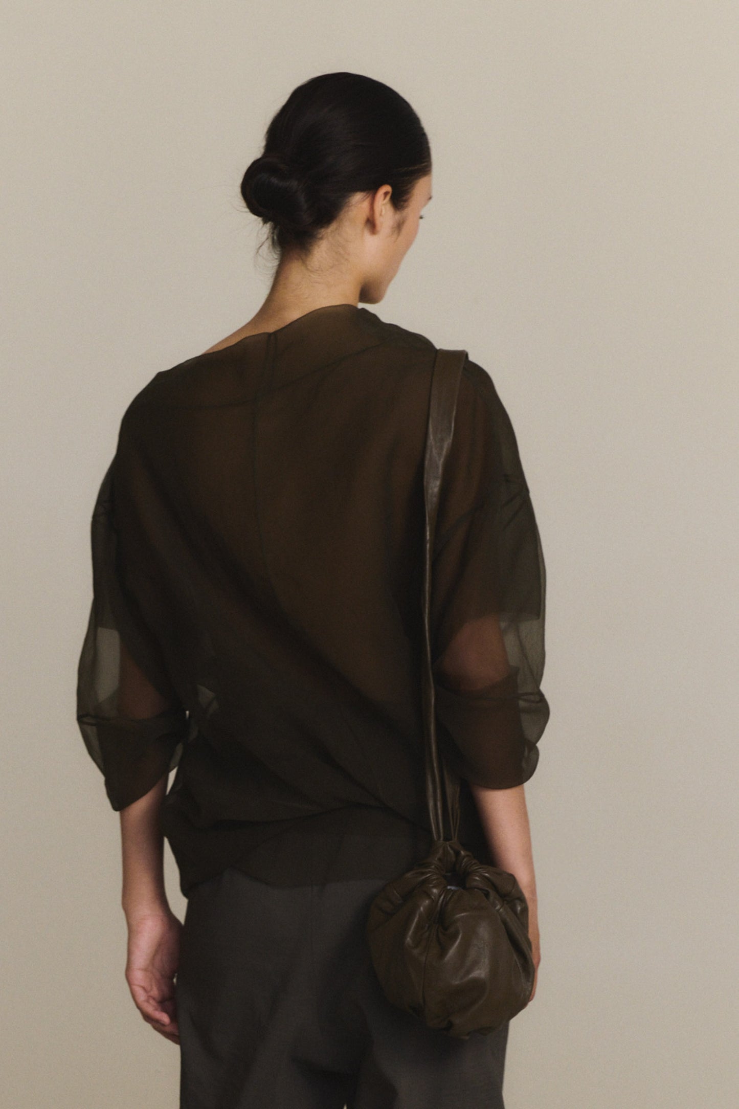 Sack S, khaki small leather bag