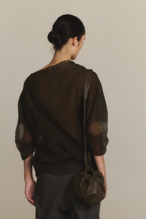 Sack S, khaki small leather bag