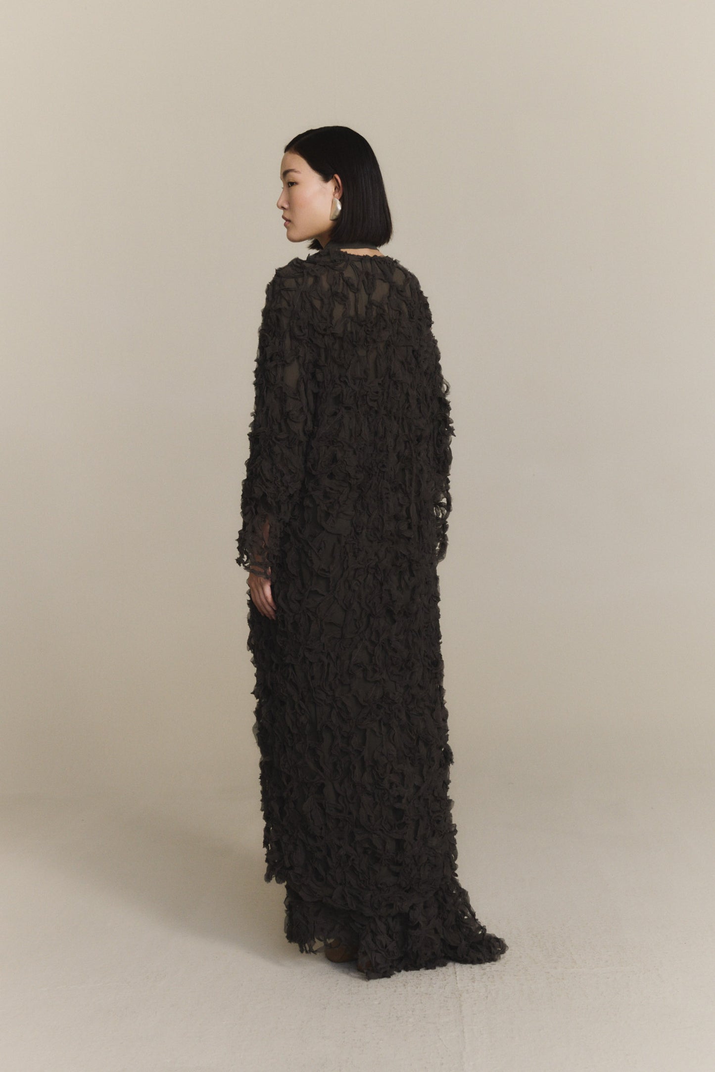 Embull, chaqueta de bambula de seda gris oscuro