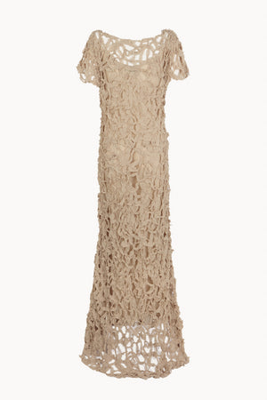 Embull, vestido de bambula de seda beige oscuro