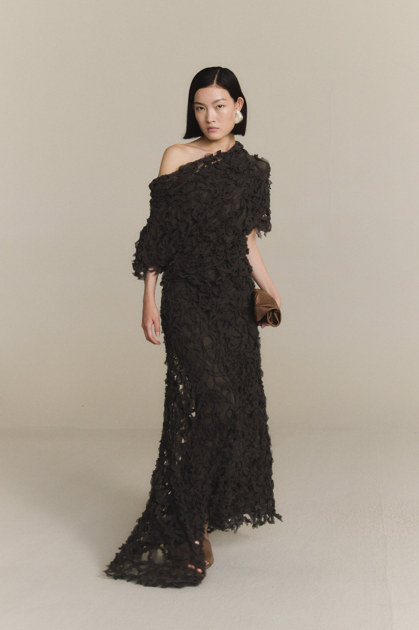 Embull, falda de bambula de seda gris oscuro