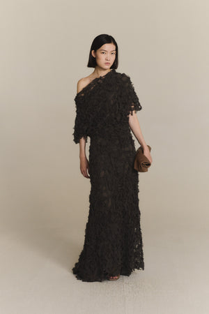 Embull, falda de bambula de seda gris oscuro