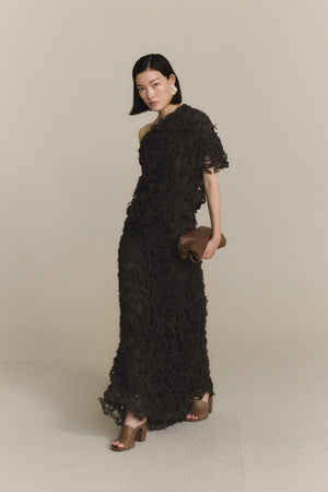 Embull, falda de bambula de seda gris oscuro