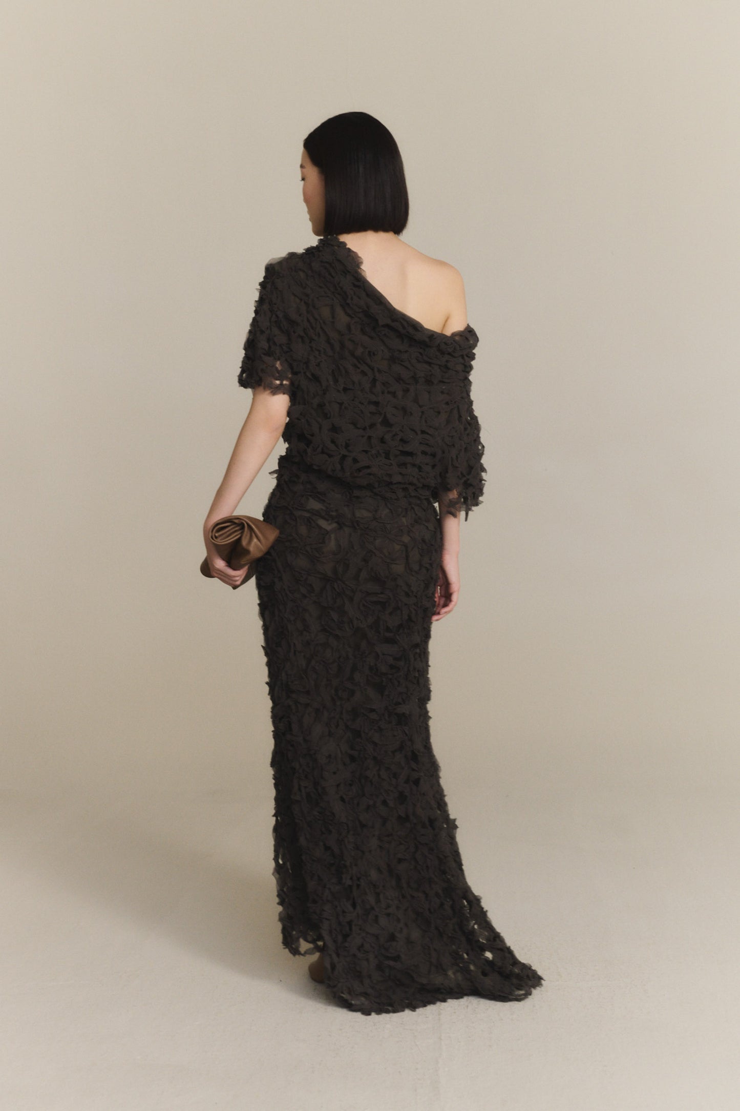 Embull, falda de bambula de seda gris oscuro