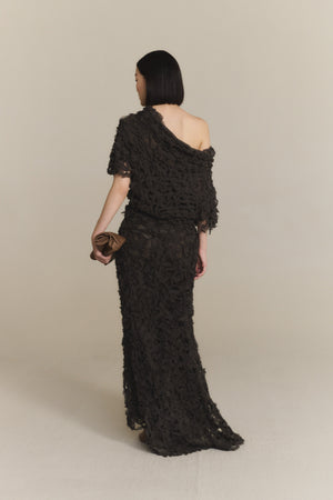 Embull, falda de bambula de seda gris oscuro