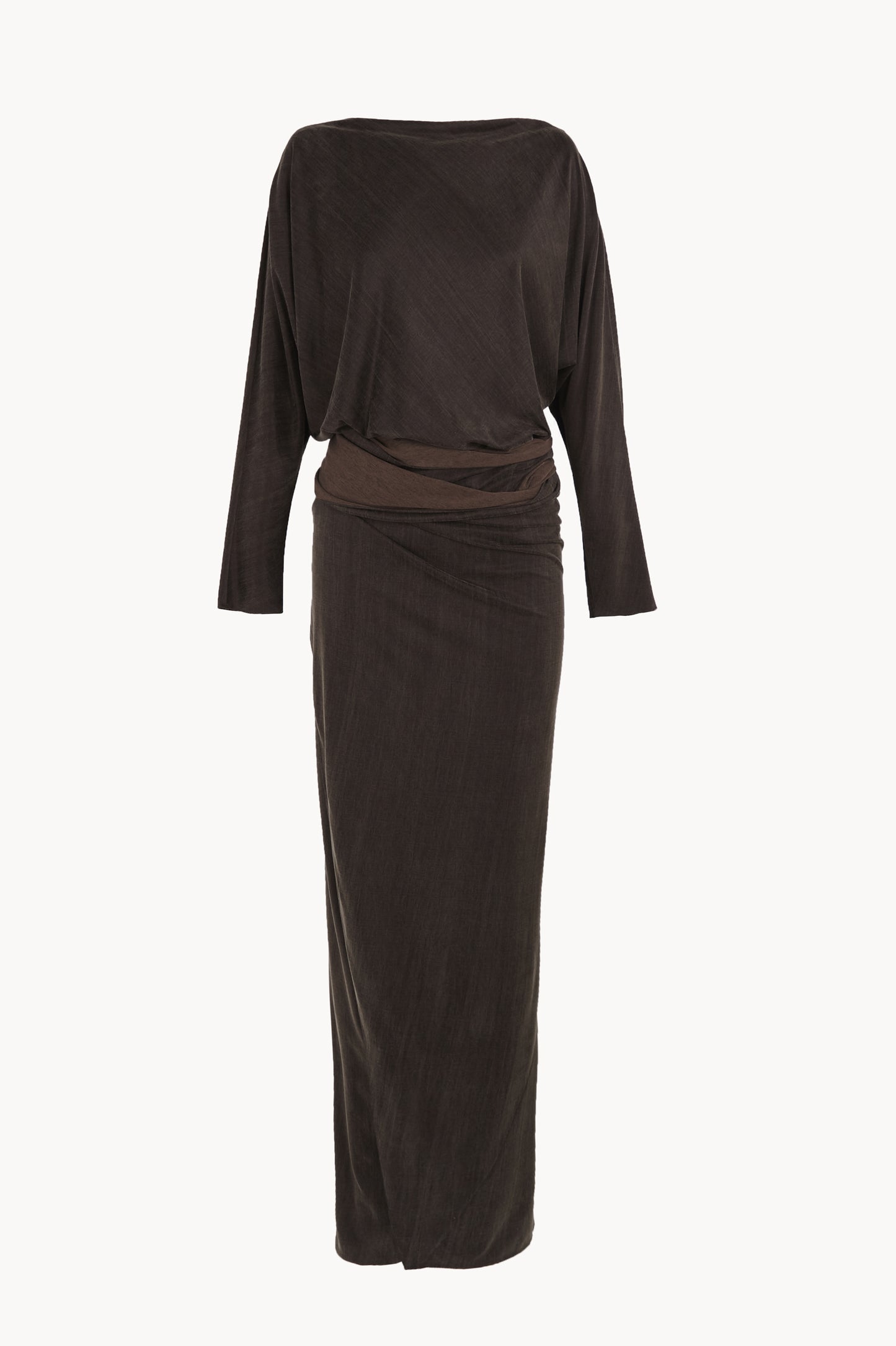 Espera, vestido largo marron oscuro