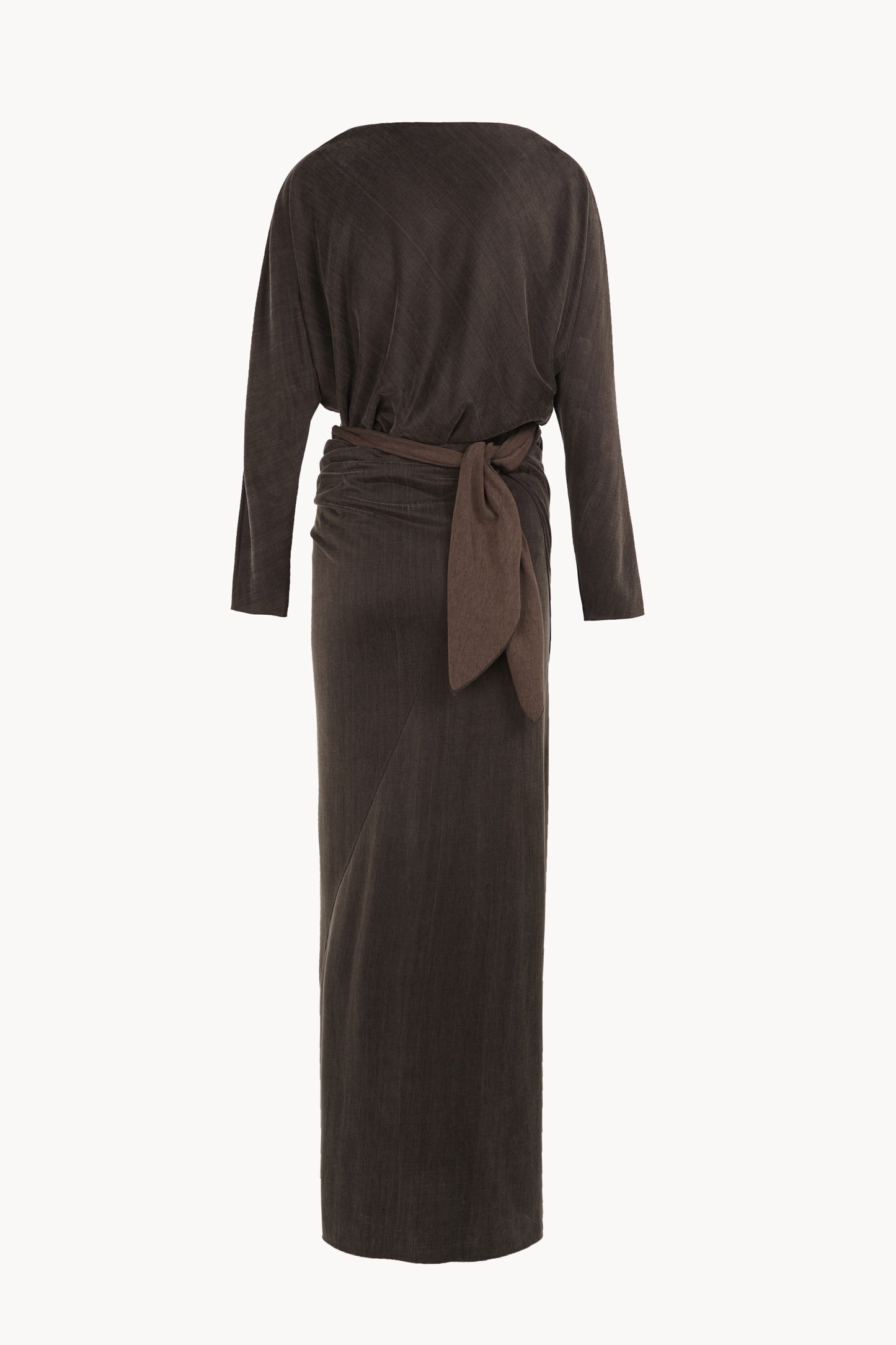 Espera, vestido largo marron oscuro