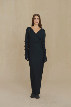 Eteria, navy blue wrap dress