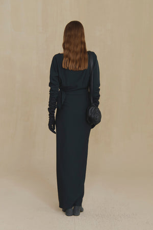 Eteria, navy blue wrap dress