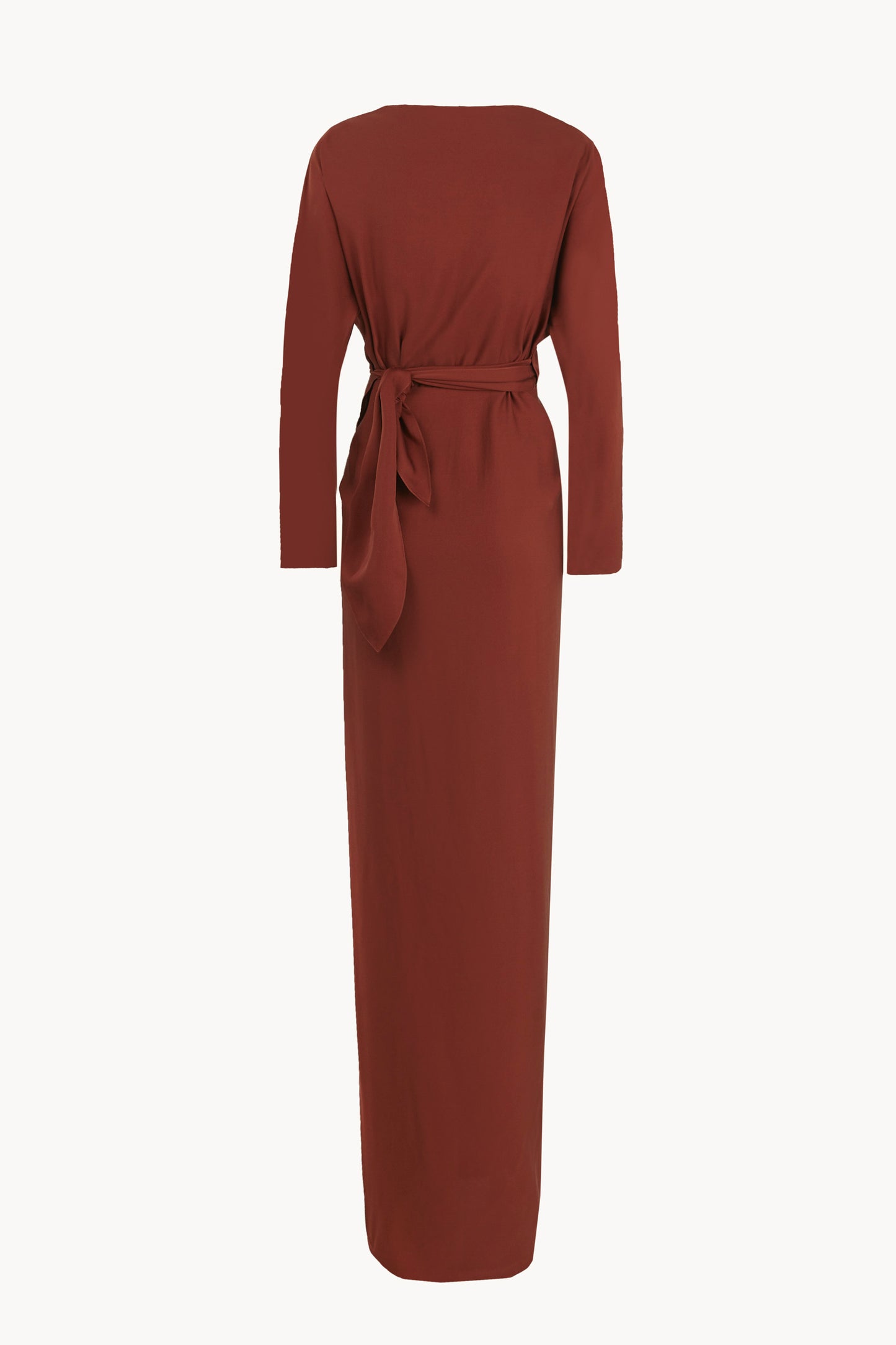 Eteria, vestido envolvente rojo tostado