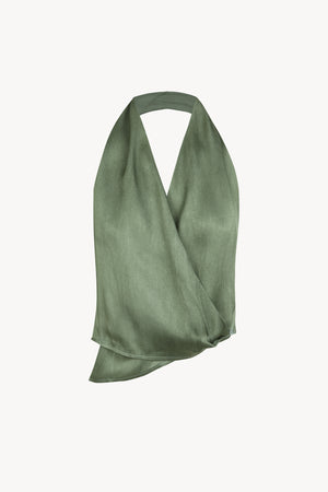 Etna, top de seda aguamarina maltinto