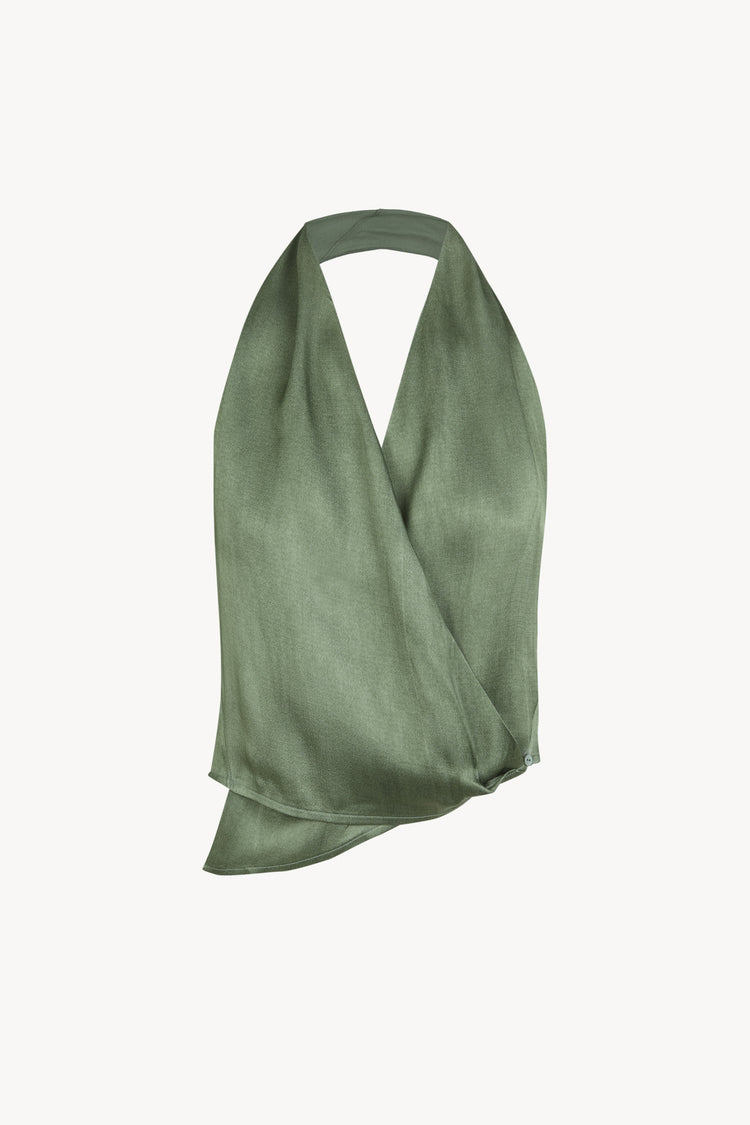 Etna, top halter aguamarina maltinto