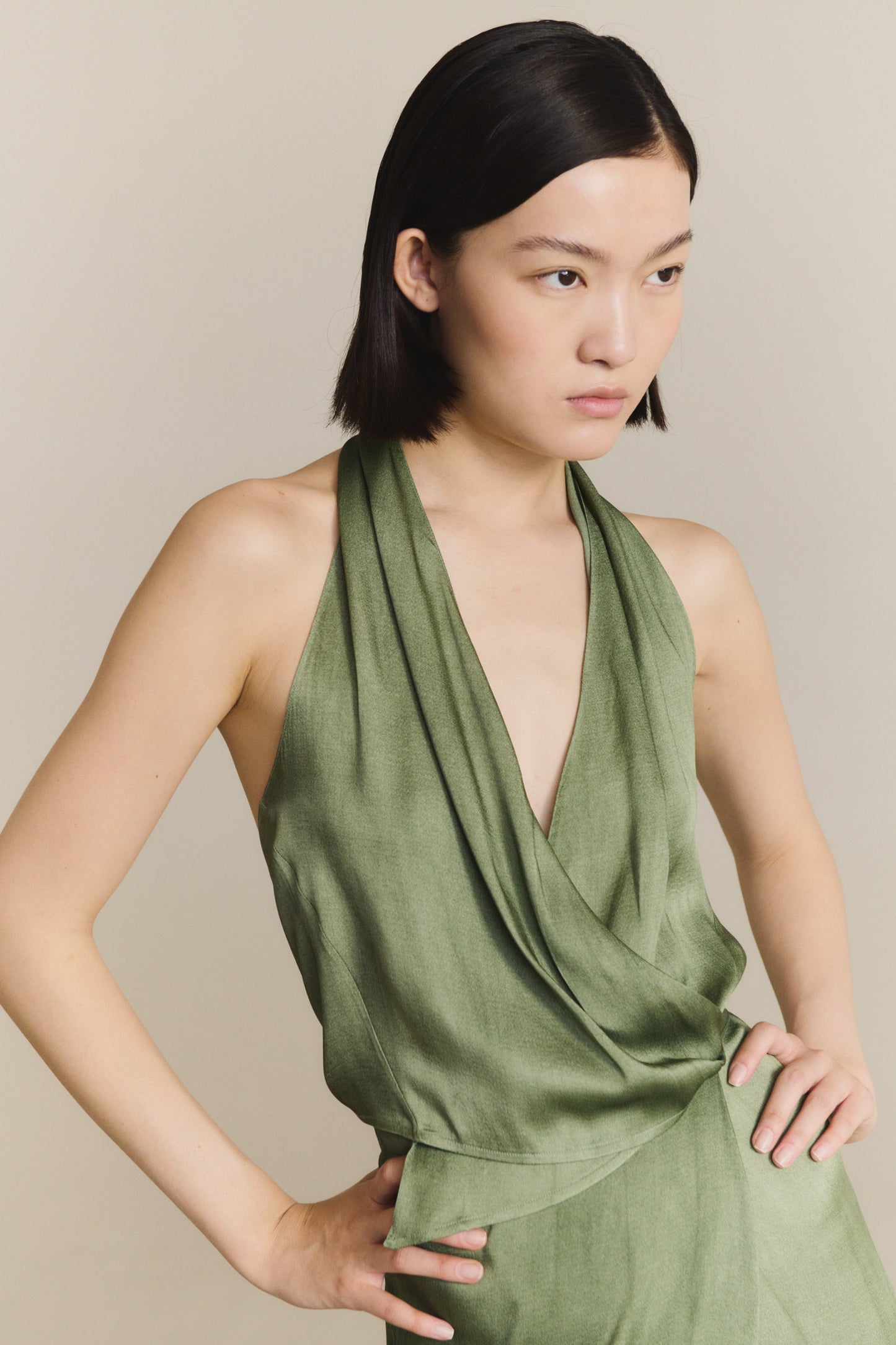 Etna, top de seda aguamarina maltinto