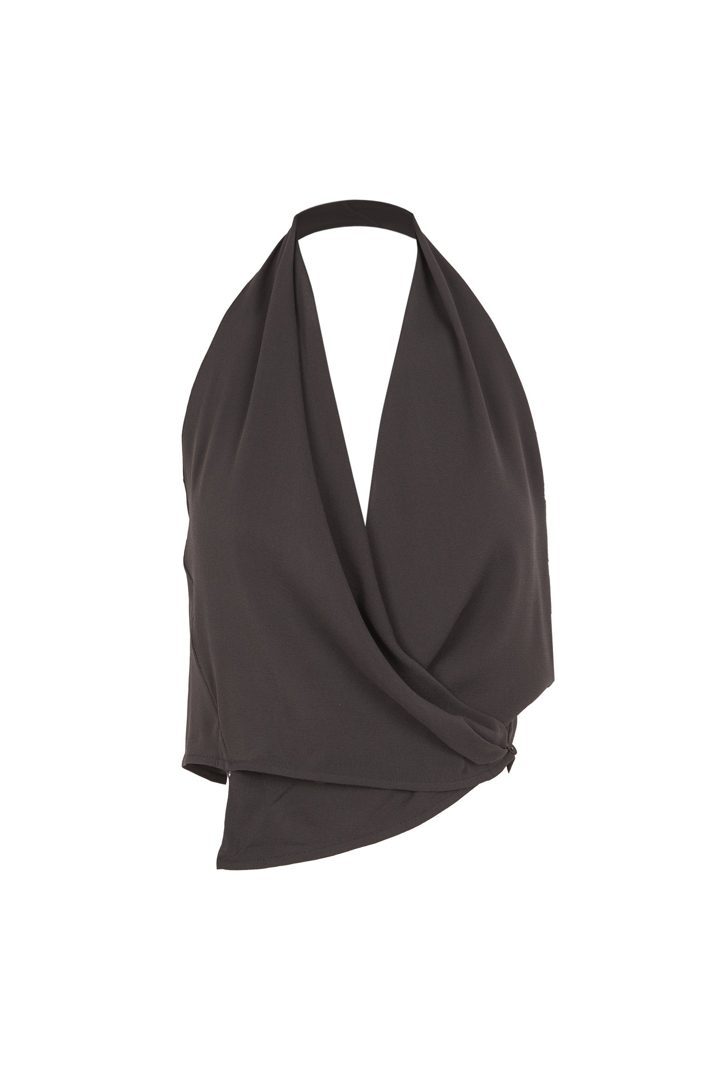 Etna, halter top in graphite stretch silk