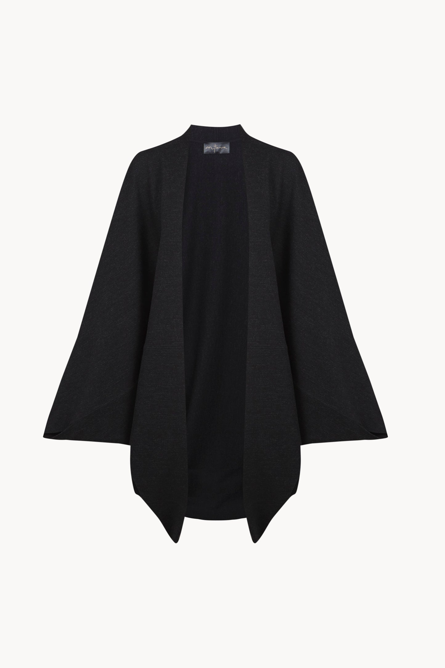 Fabiola, black melange cocoon wool coat