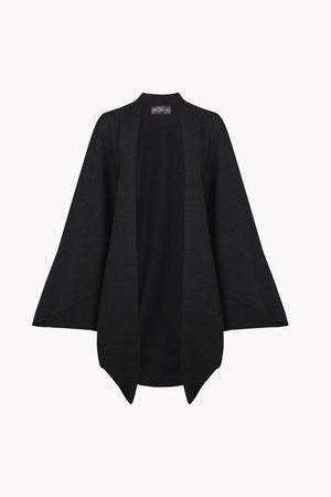 Fabiola, black melange cocoon wool coat