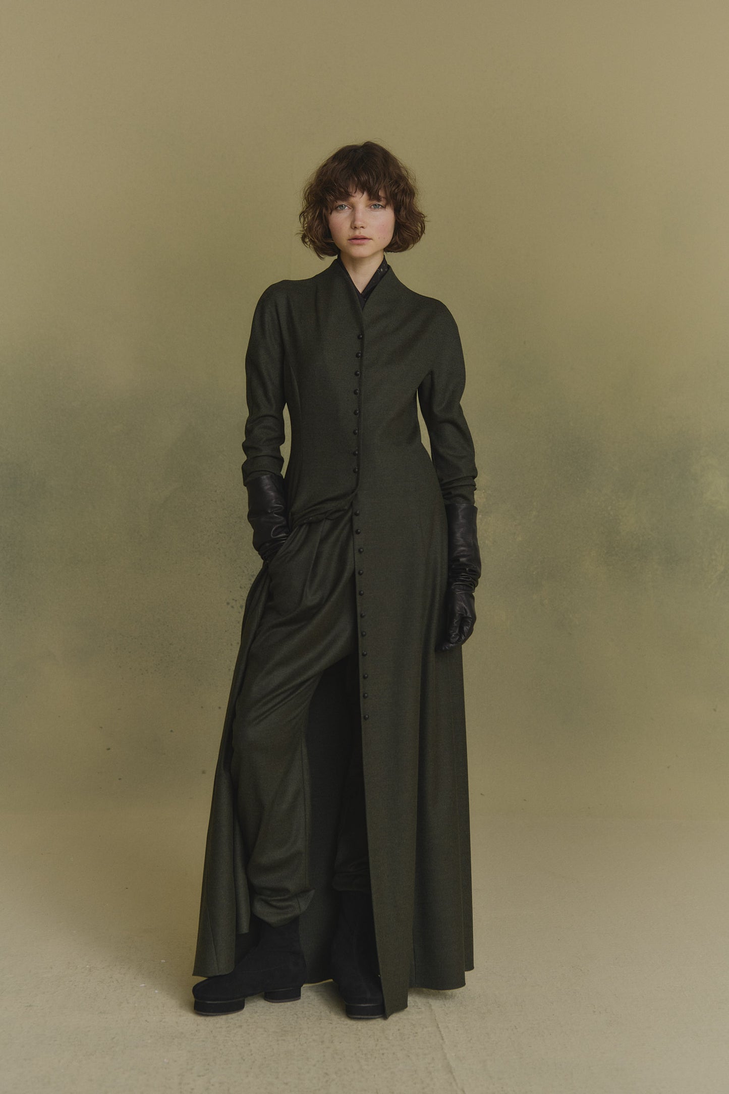Fabula, dark green virgin wool dress