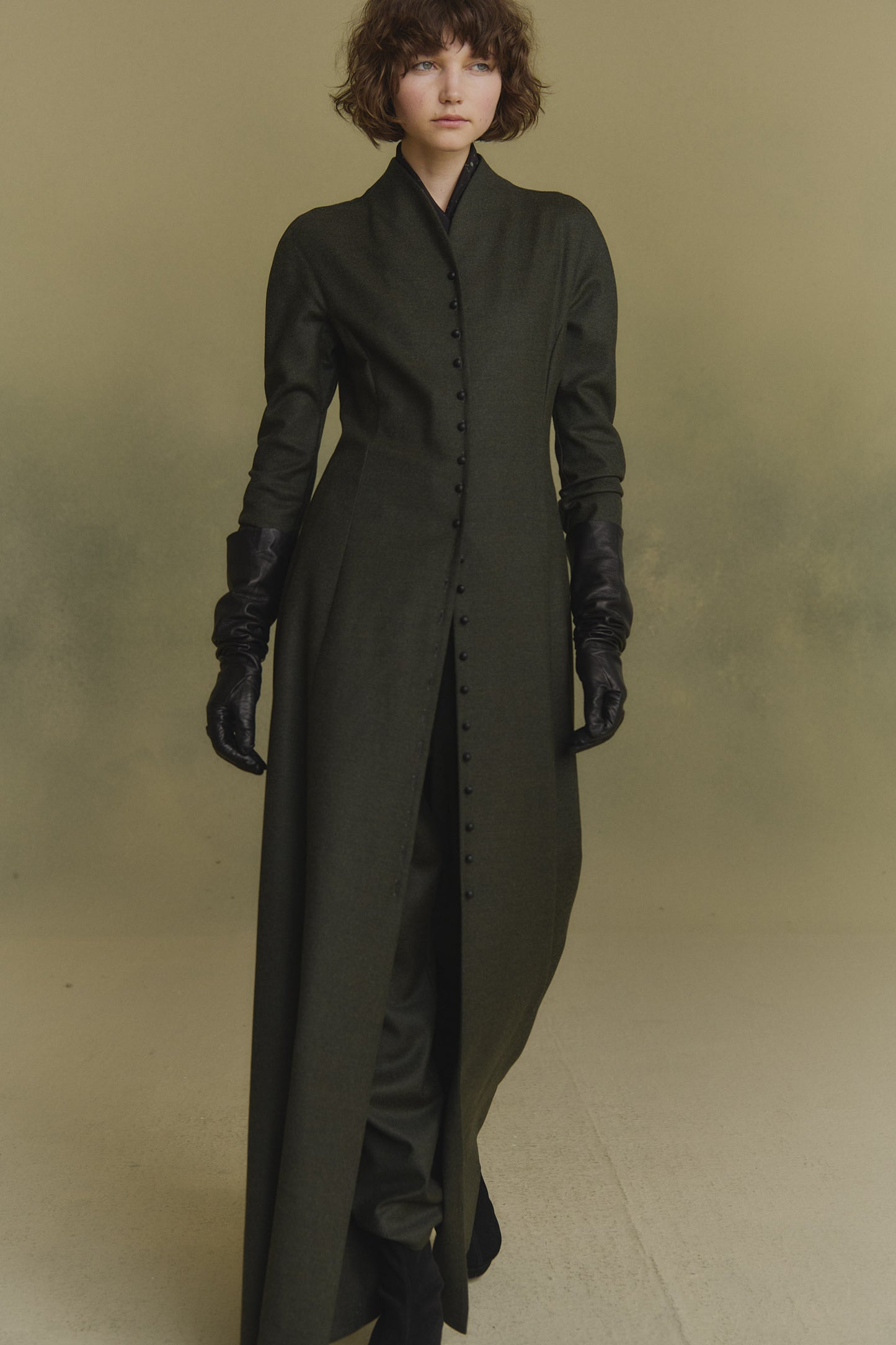 Fabula, dark green virgin wool dress