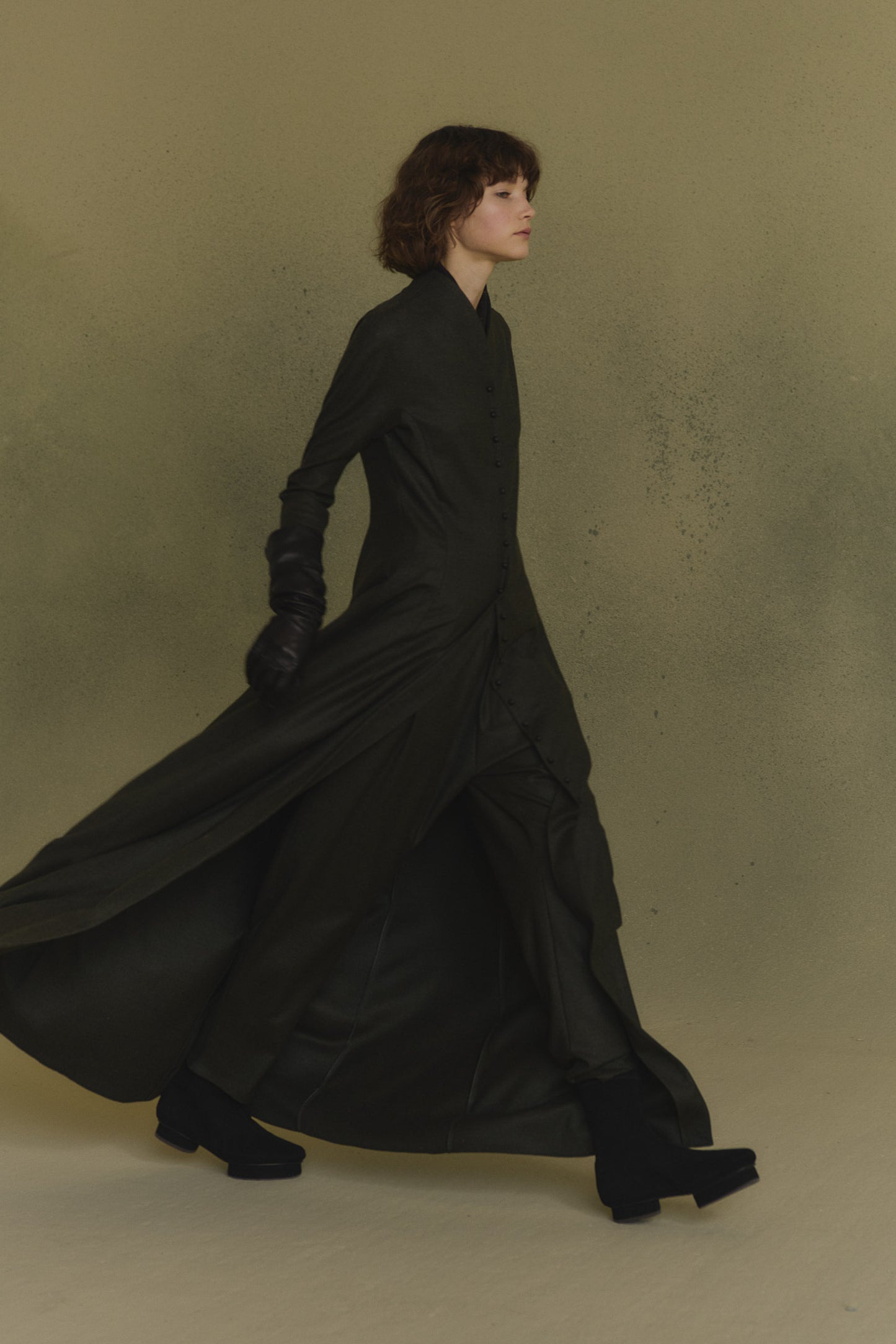 Fabula, dark green virgin wool dress