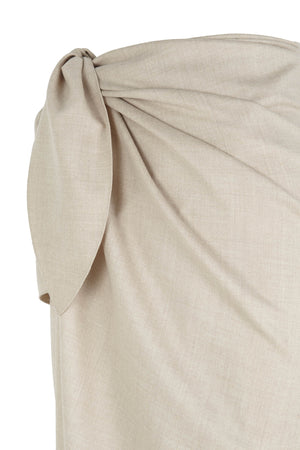 Fabula, beige virgin wool pareo skirt