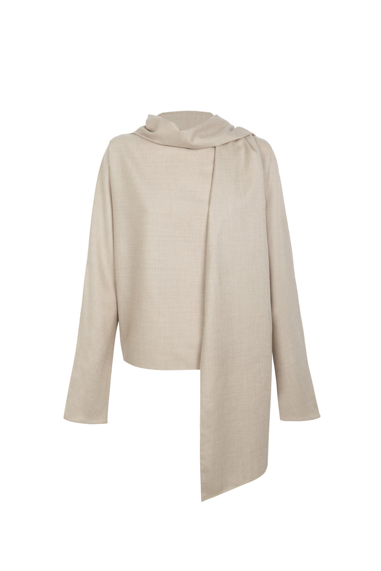 Fabula, top de lana virgen beige