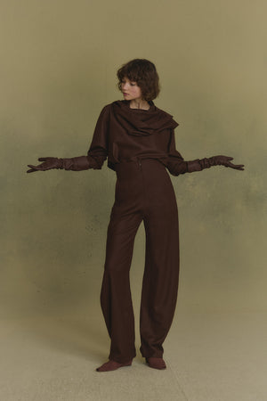 Fabula, chocolate virgin wool top