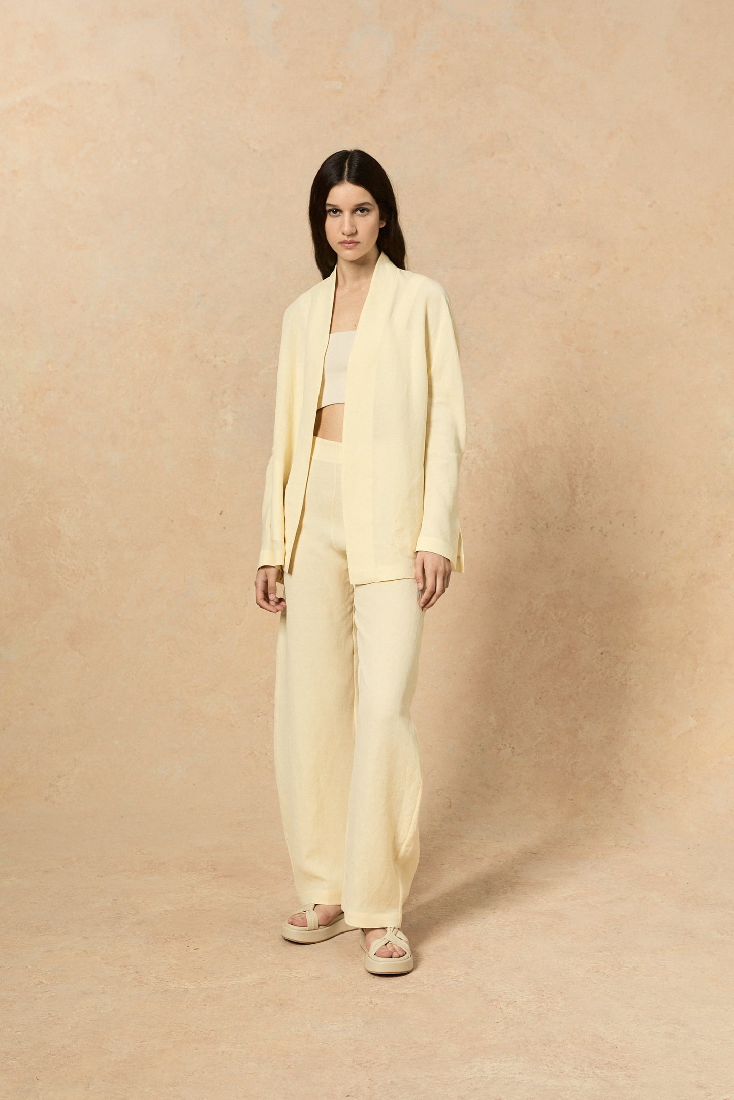 Fania, vanilla linen and viscose jacket