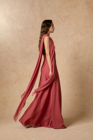 Farah, vestido transformable en seda rosa