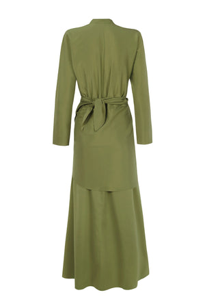 Federica, green virgin wool and silk dress