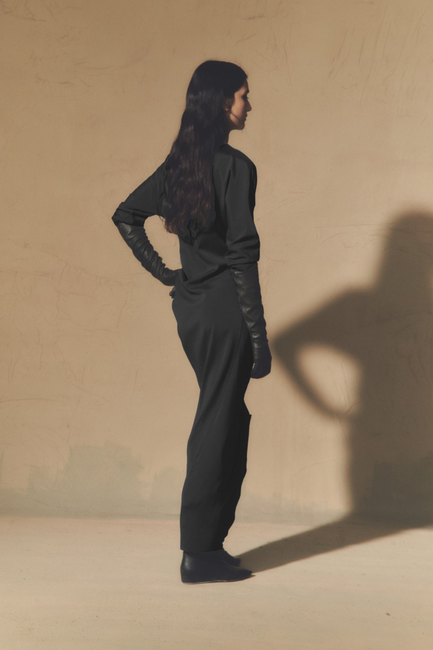 Fedora, vestido en seda y lana virgen negro