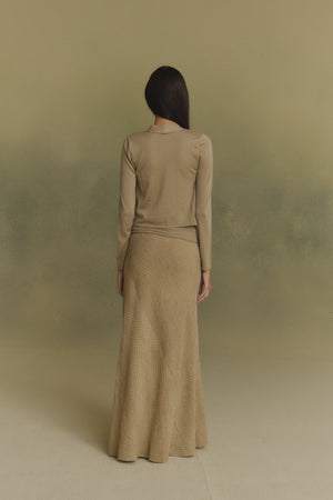 Fio, dark beige cashmere cardigan