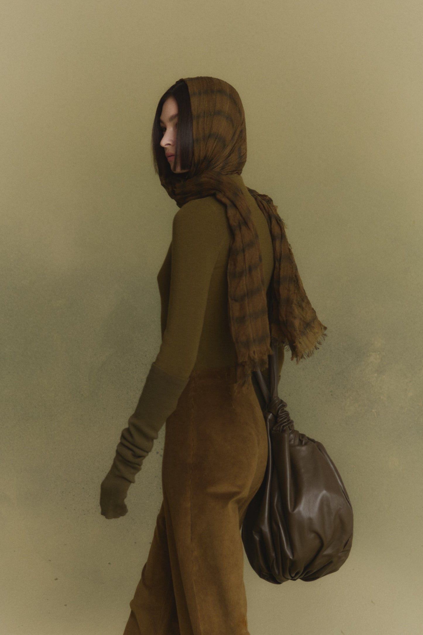 Eclipse, dark green and yellow striped foulard