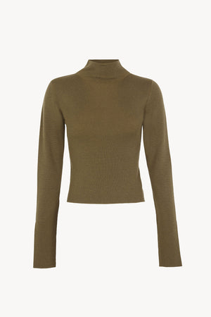 Fio, khaki cashmere knit top