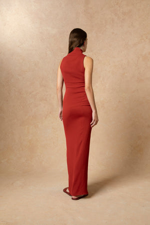 Fiona, carmine red fitted dress