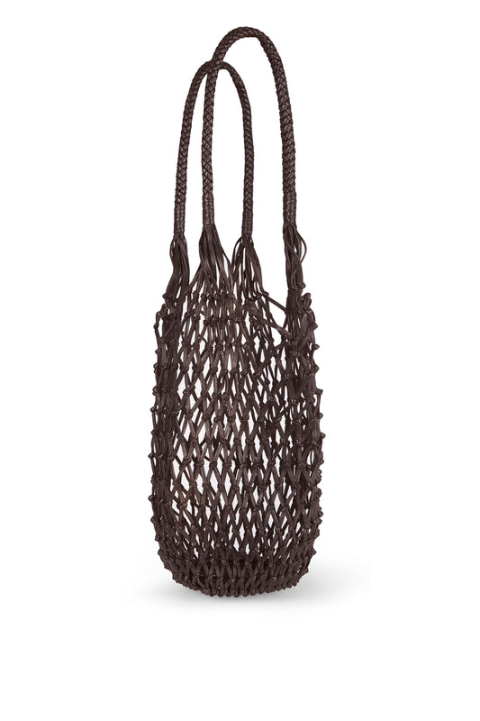 Fishnet, brown leather mesh bag