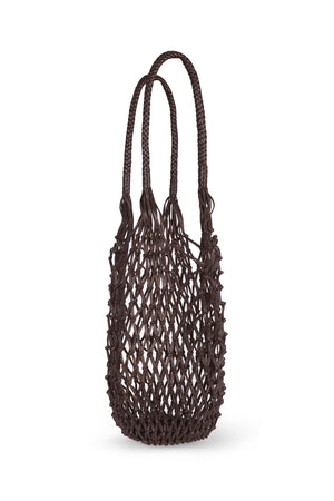 Fishnet, brown leather mesh bag