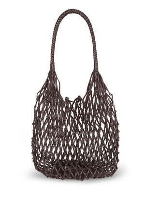 Fishnet, brown leather mesh bag