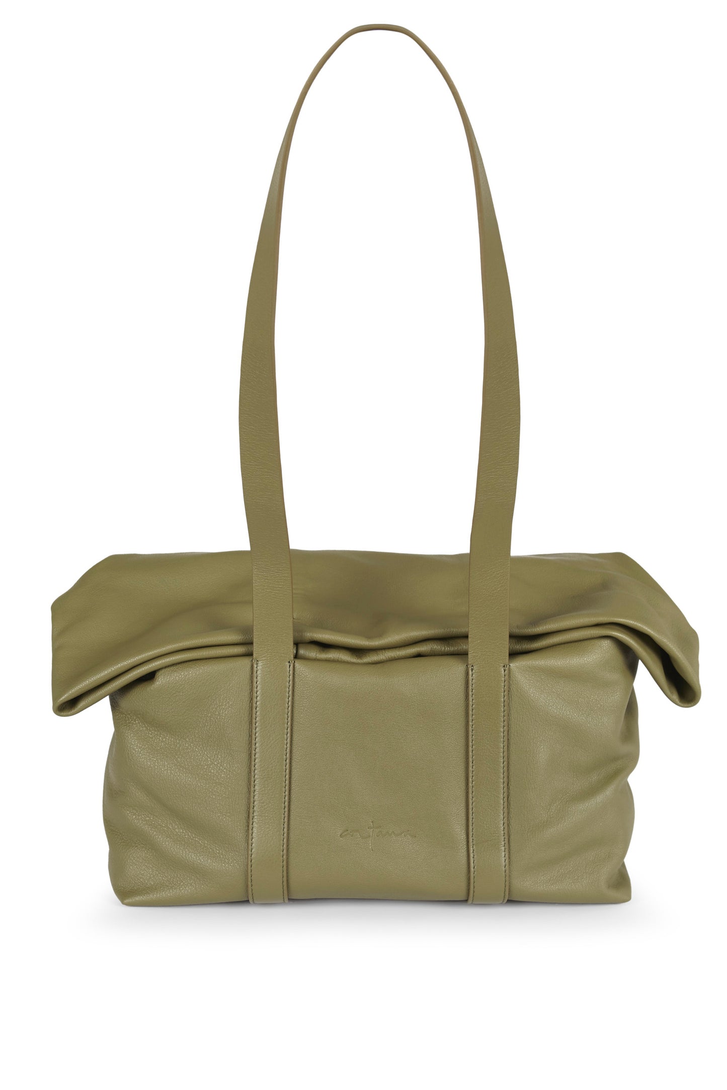 Folded, bolso en cuero verde