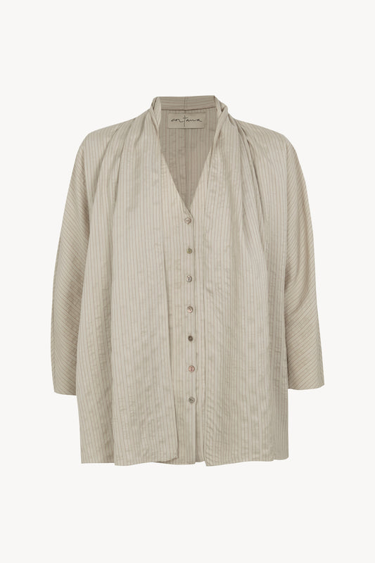 Frances, cinnamon striped silk top