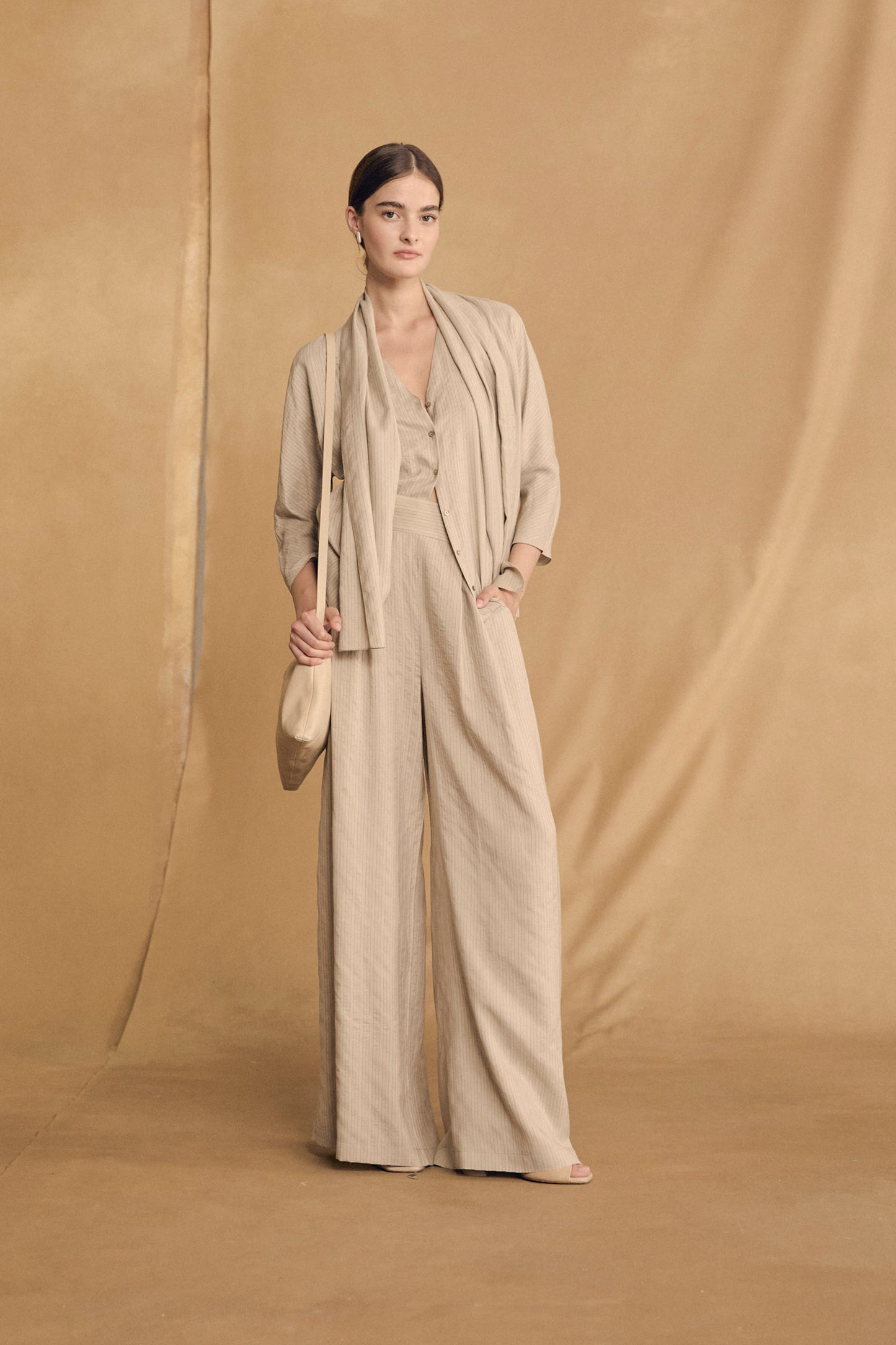 Francisca, cinnamon striped silk pants