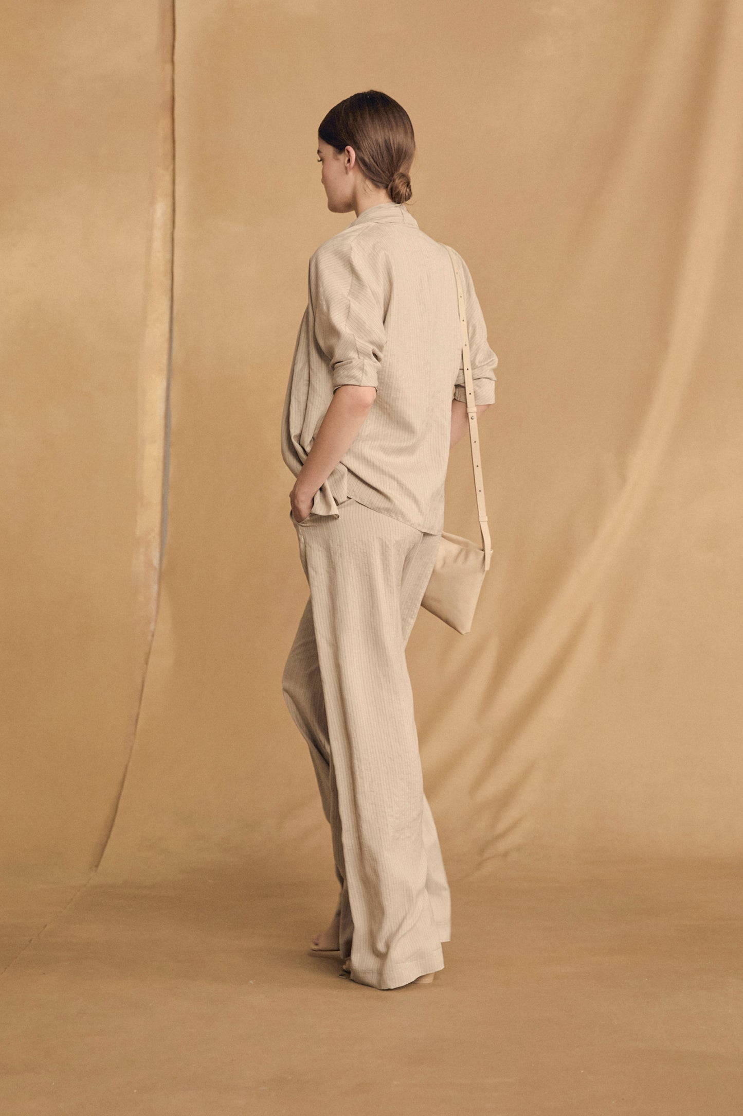 Francisca, cinnamon striped silk pants