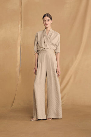 Francisca, cinnamon striped silk pants