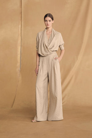 Francisca, cinnamon striped silk pants