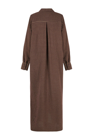 Fred, burgundy checked shirt dress